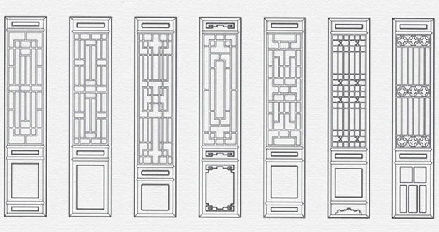 泰来常用中式仿古花窗图案隔断设计图